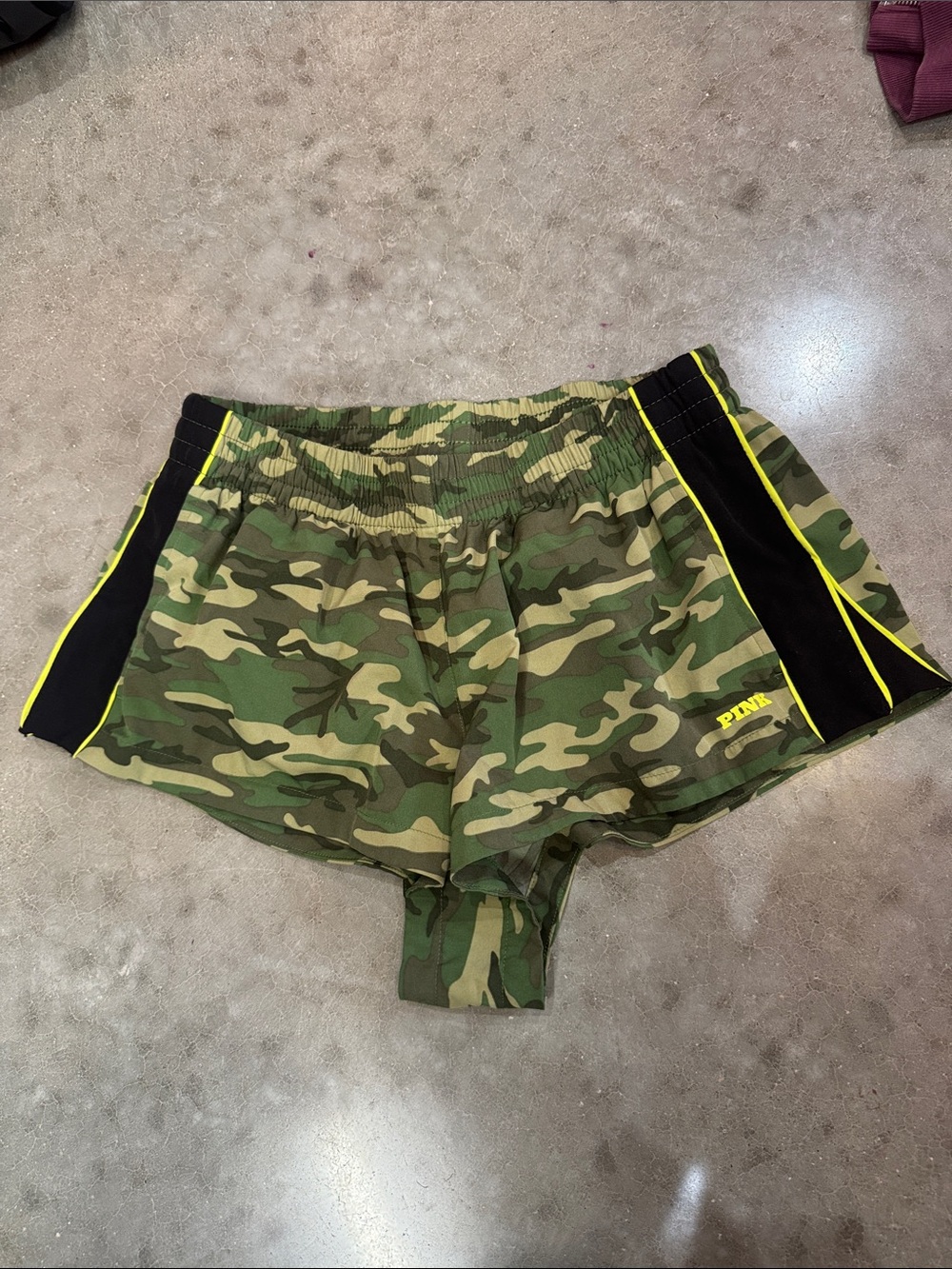 PINK Victoria's Secret Camo Women's Athletic Shorts with Yellow Trim